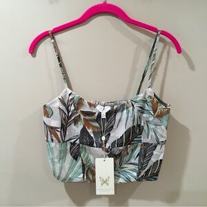 Super Natural By Secret Mission Women’s Medium Tropical Paradise Crop Top New